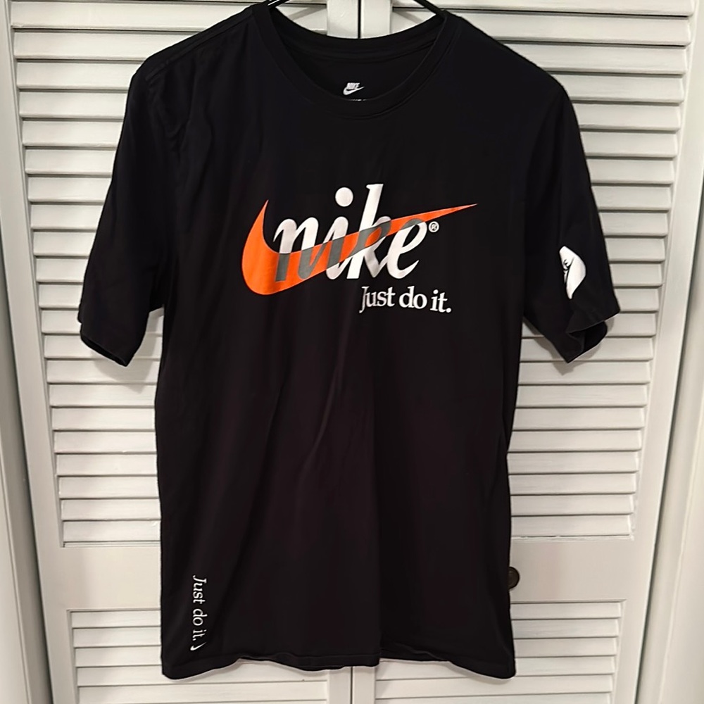 Nike Black T-Shirt with Orange Logo